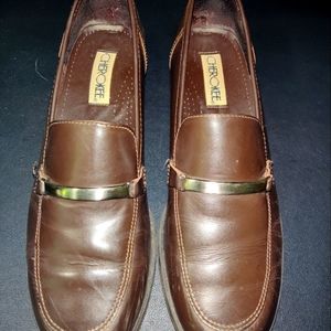 Women's Leather Loafer Slip-On with Silver Detail - Size 8.5M - Dark Brown